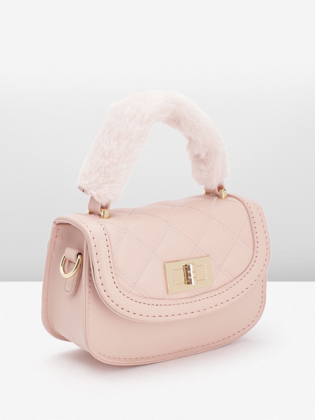 DressBerry Quilted Structured Satchel Bag