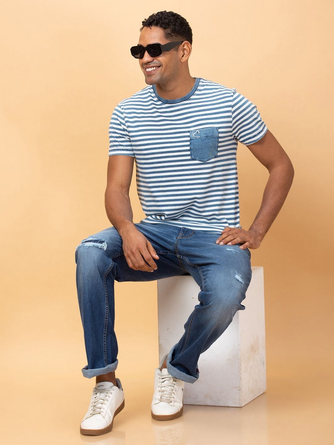 Being Human Men Striped Pockets T-shirt