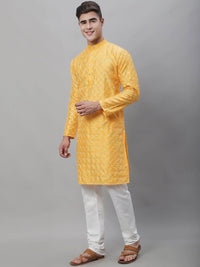 SOJANYA Geometric Embroidered Regular Kurta With Churidar