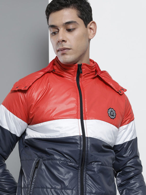 The Indian Garage Co Men Slim Fit Biker Jacket with Detachable Hood