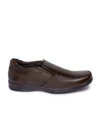 Red Chief Men Brown Genuine Leather Formal Slip-Ons