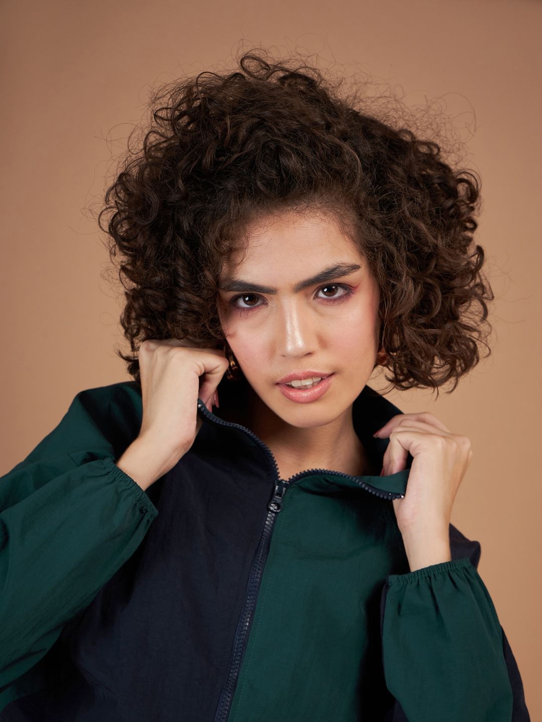SASSAFRAS Green Colourblocked Mock Collar Bomber Jacket