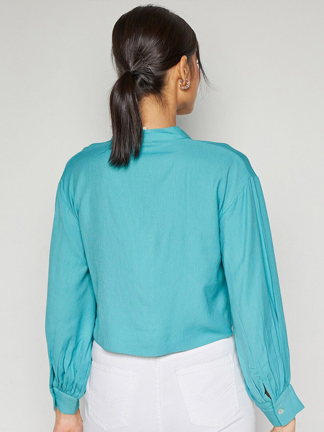 AND V-Neck Tie-Up Detail Shirt Style Top