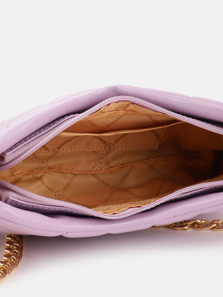 Lino Perros Geometric Textured Structured Shoulder Bag with Quilted Detail
