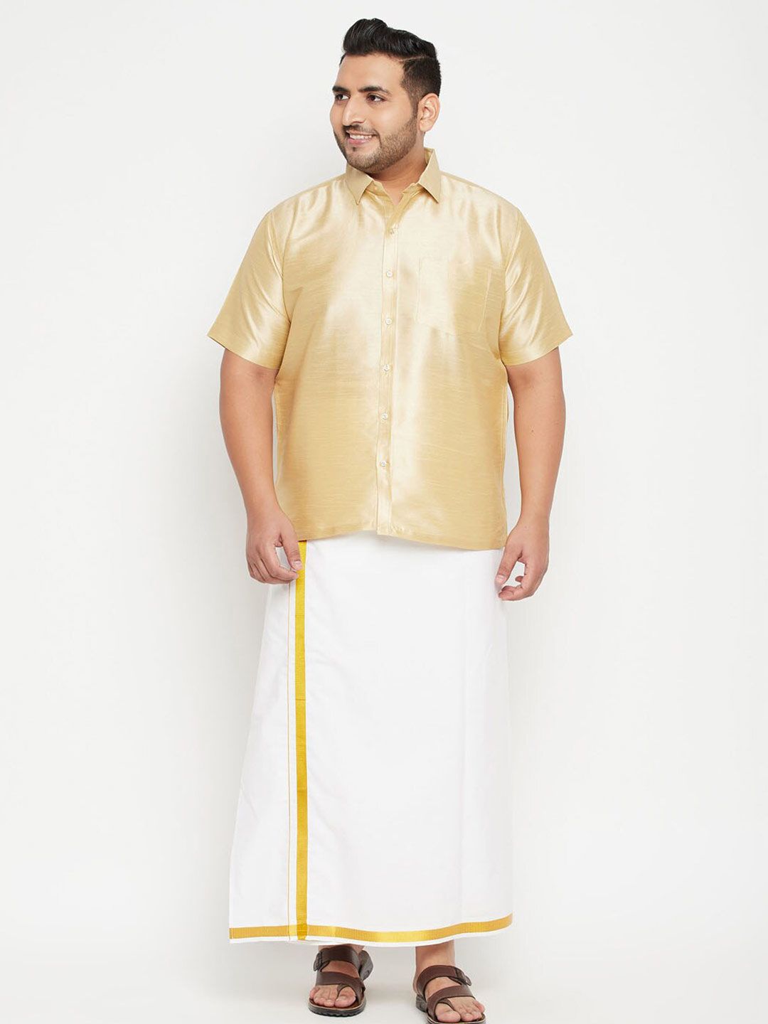 VASTRAMAY Men Gold-Toned Premium Casual Shirt