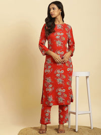 W Floral Printed Kurta with Trousers
