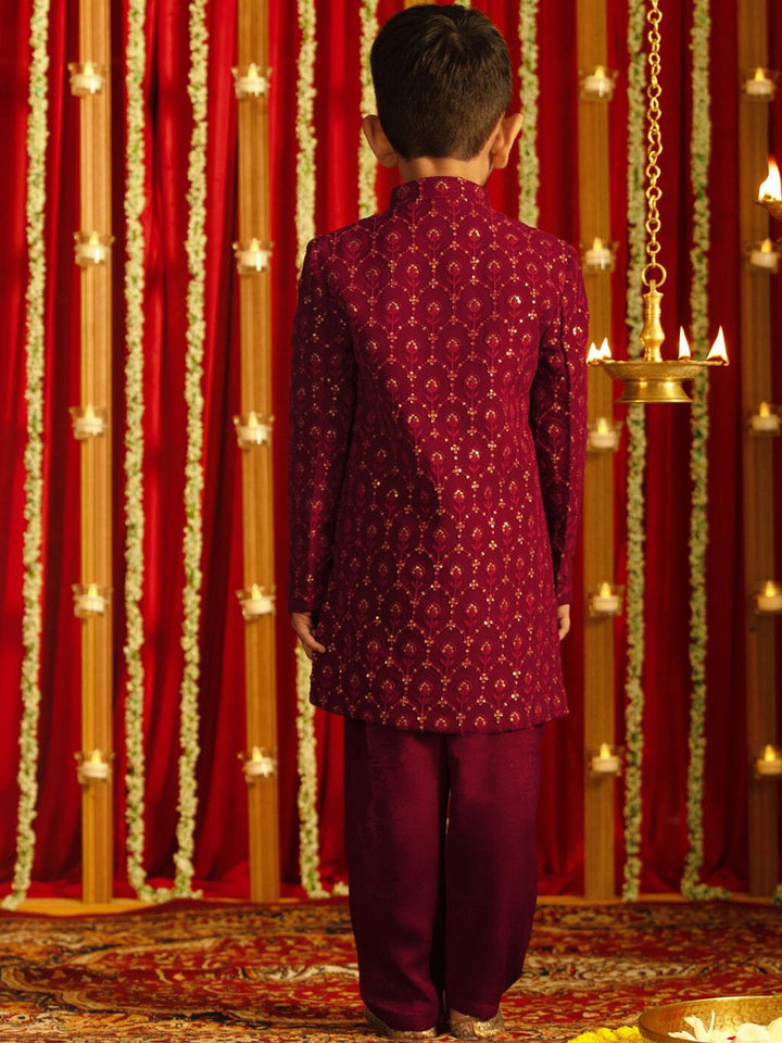 VASTRAMAY Boys Embellished Sherwani Set