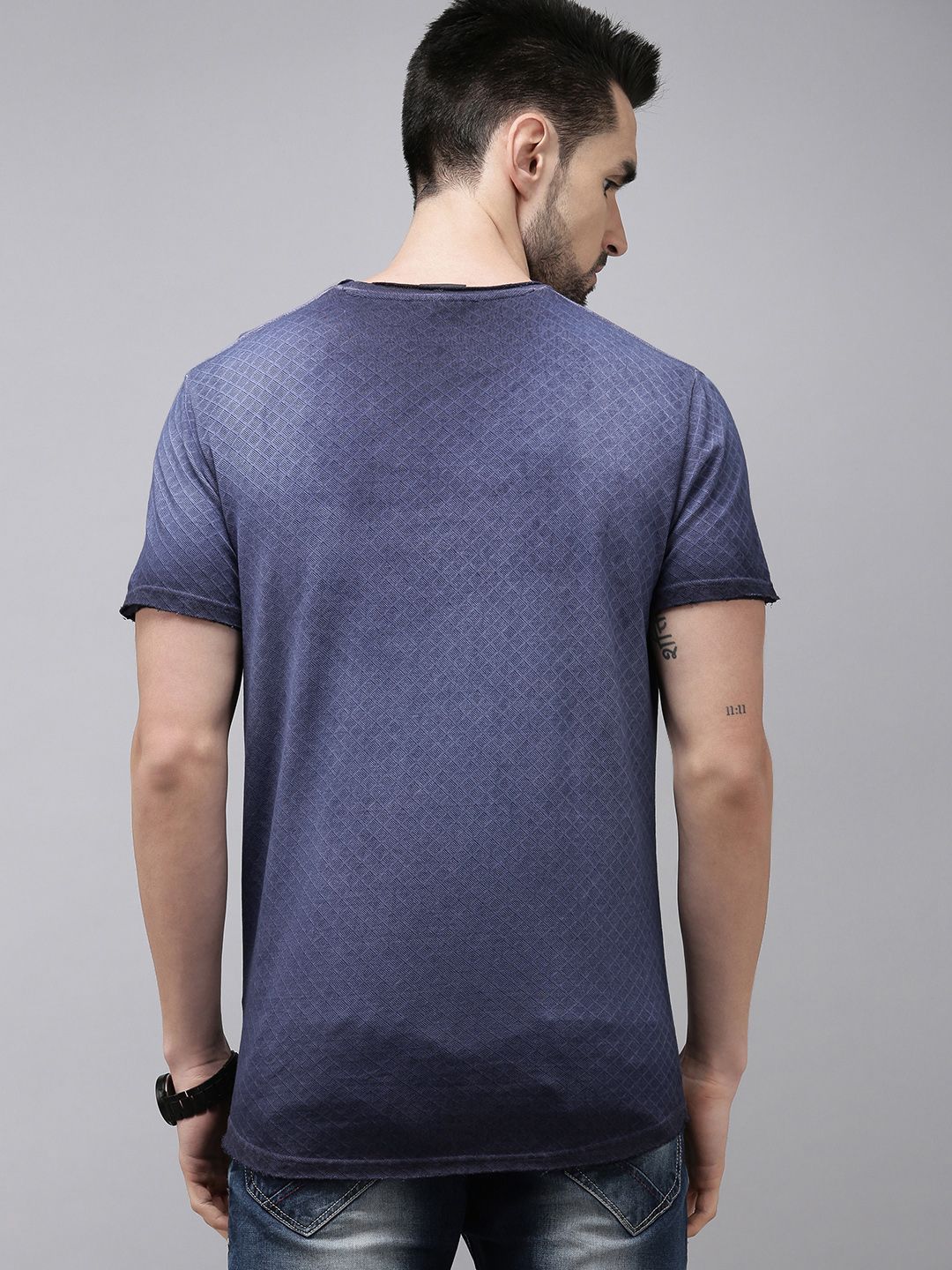 THE BEAR HOUSE Men Blue Pure Cotton T-shirt