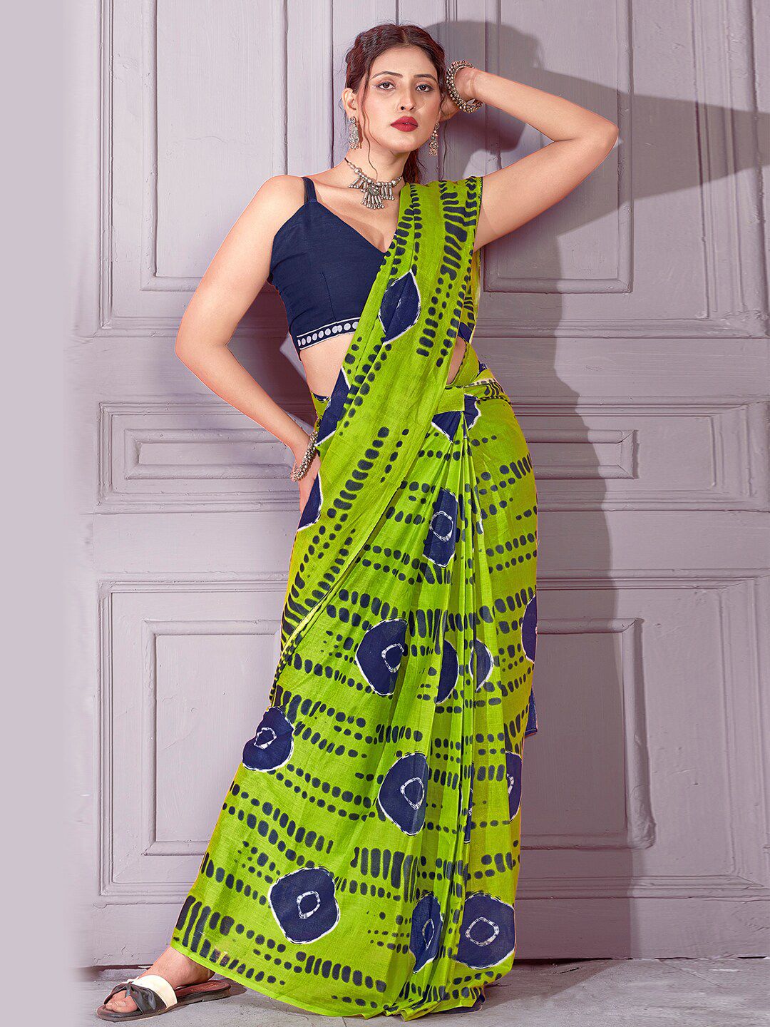 Saree mall Tie and Dye Printed Poly Cotton Saree