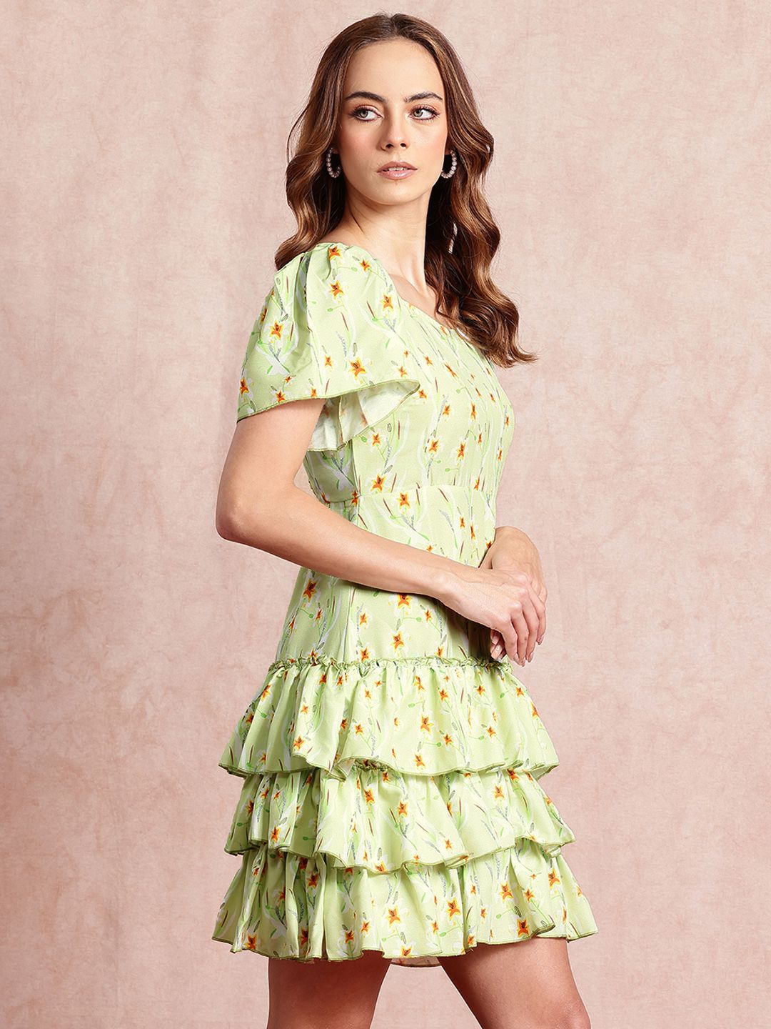 all about you Floral Print Layered Dress