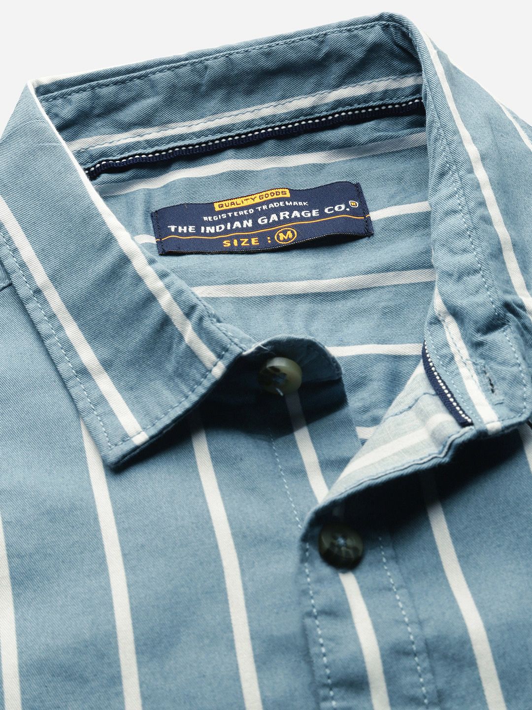 The Indian Garage Co Men Grey & White Slim Fit Striped Casual Shirt