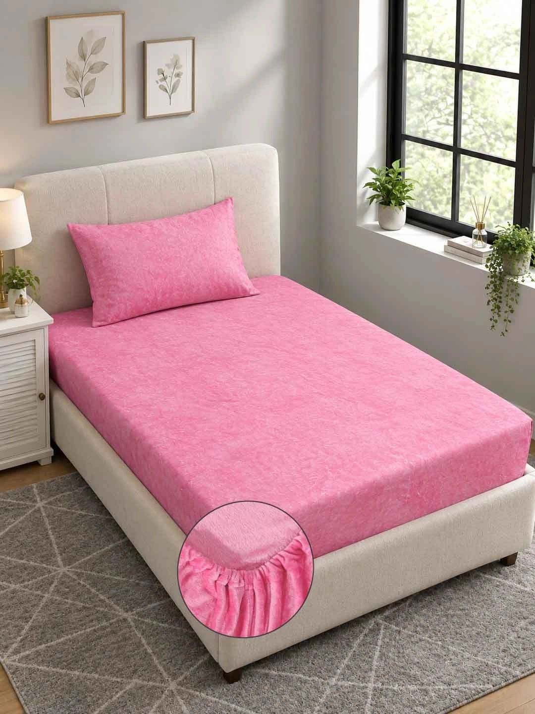 Moda Rapido X KLOTTHE Pink 300 TC Single Bedsheet with 1 Pillow Covers
