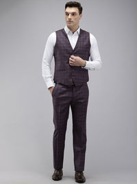 Park Avenue Checked Super Slim Fit Notched Lapel Single-Breasted Formal 3 Piece Suits