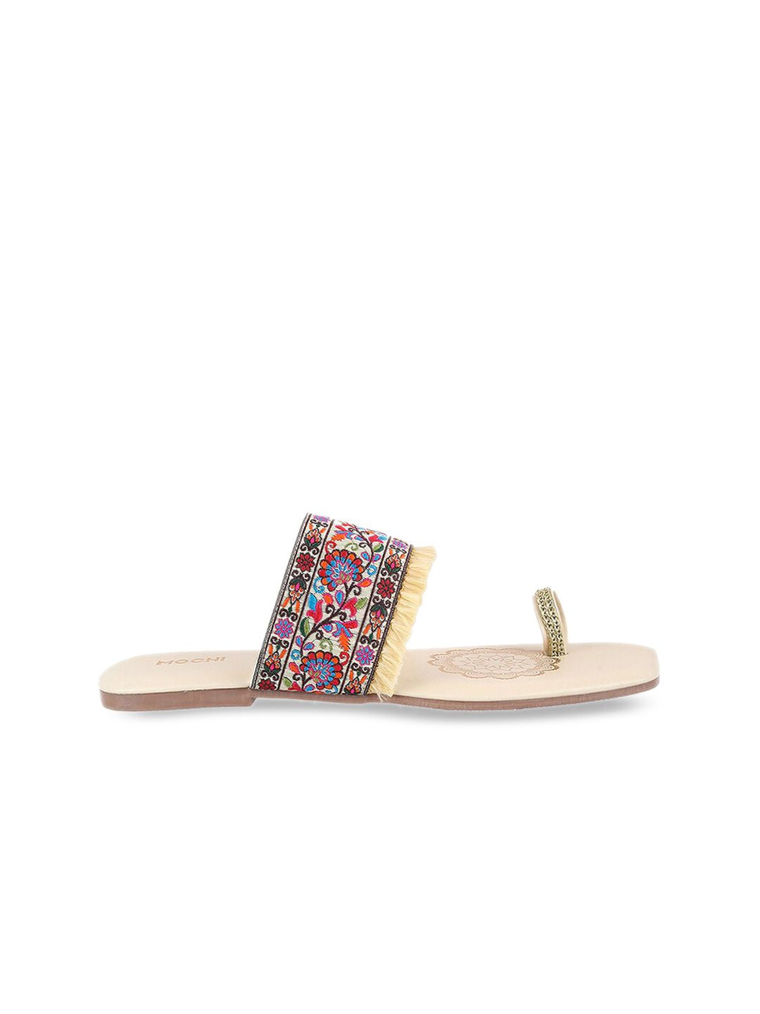 Mochi Women Embroidered One Toe Flats