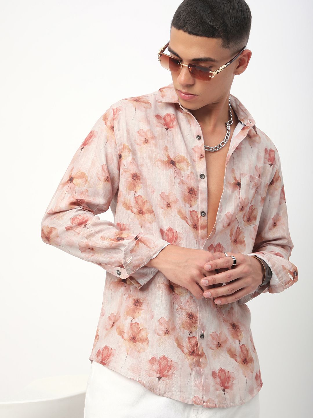 VASTRADO Men Classic Cutaway Collar Floral Printed Casual Shirt
