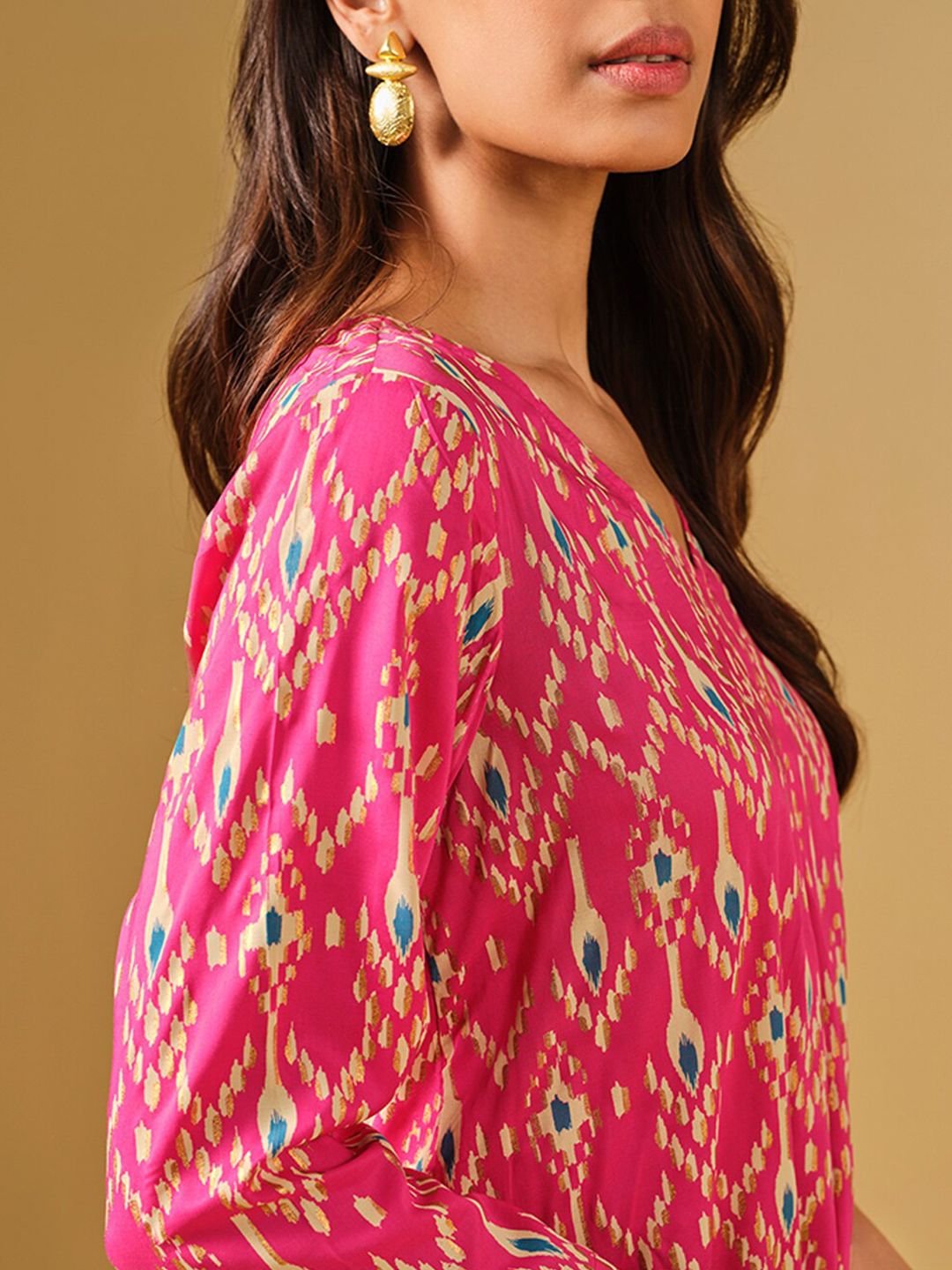Global Desi Ethnic Motifs Printed A-Line Top
