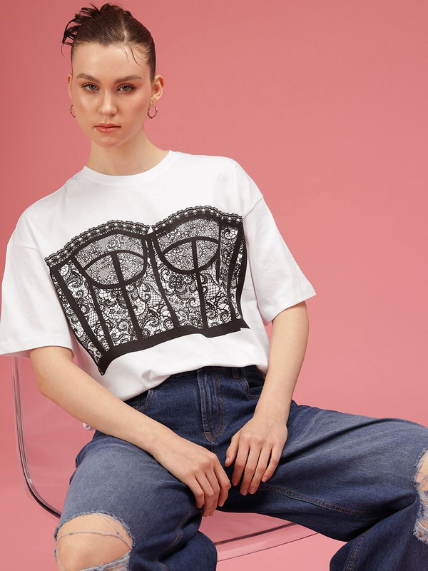 DressBerry Pure Cotton Graphic Printed Relaxed Fit T-shirt