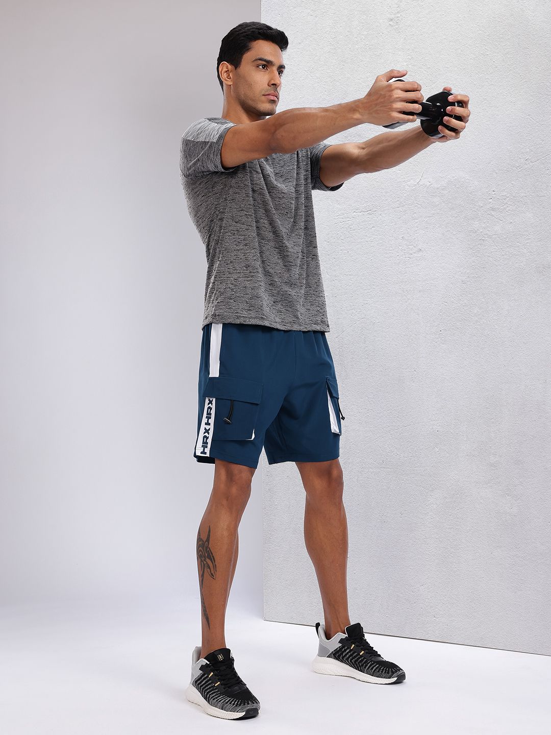 HRX by Hrithik Roshan Men Typography Printed Mid-Rise Cargo-Style Training Shorts