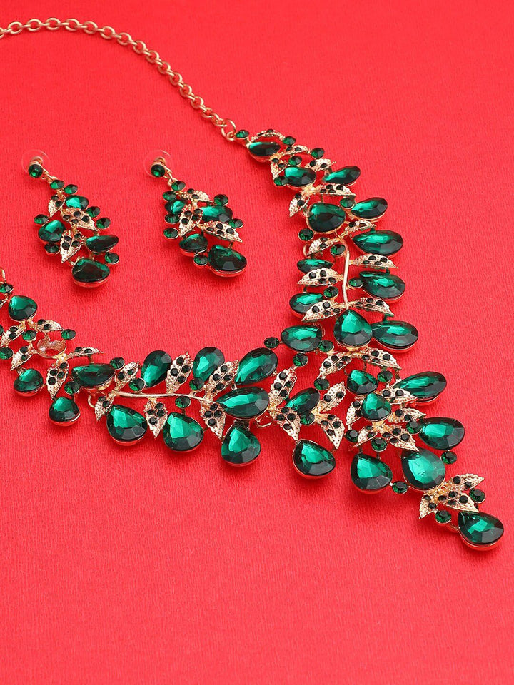 SoHi Women Gold Plated Designer Green Stone and Antings