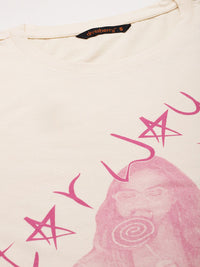 DressBerry Printed Drop-Shoulder Sleeves Pure Cotton T-shirt