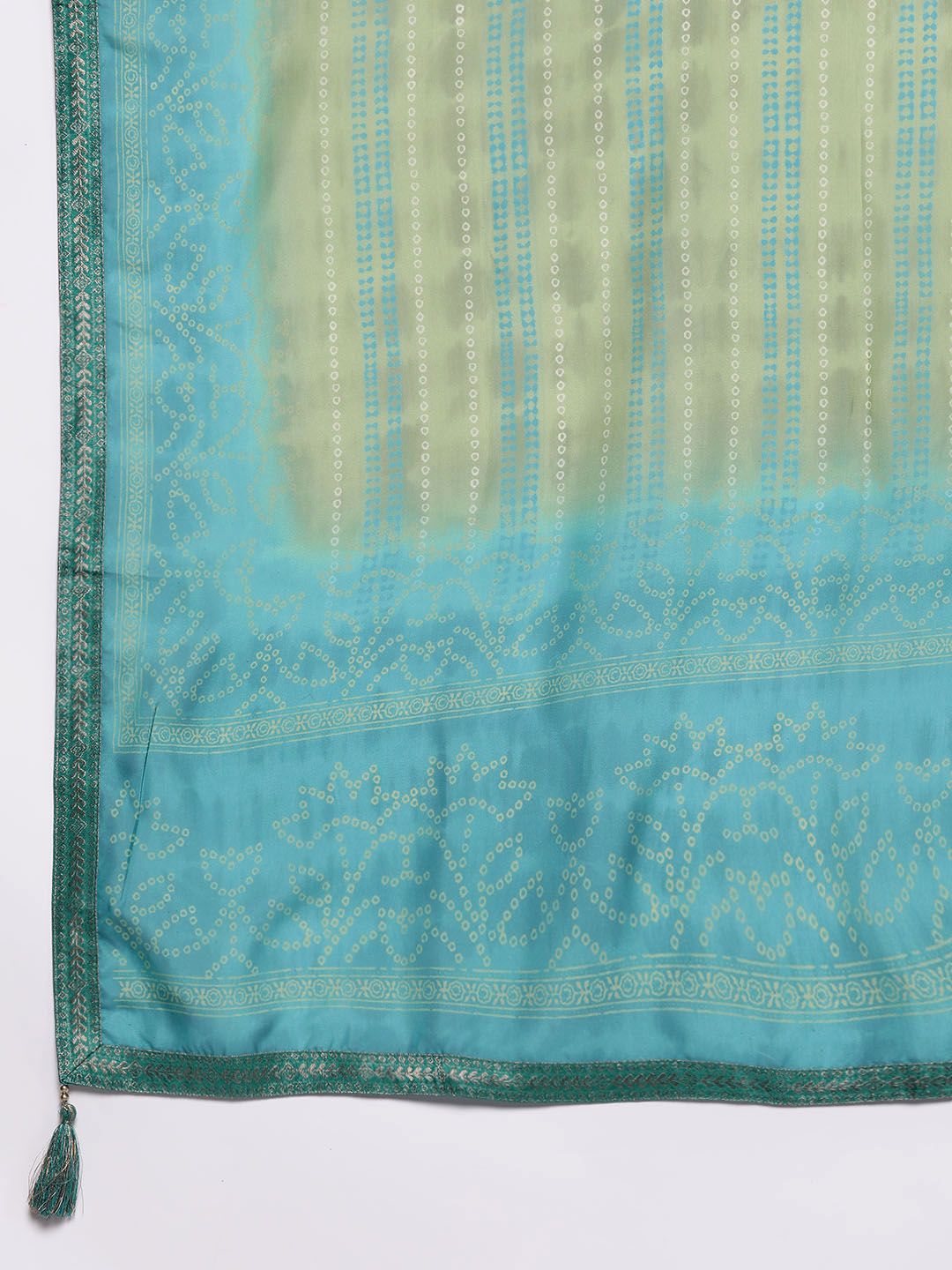 Libas Women Sea Green Floral Kurta with Trousers & With Dupatta