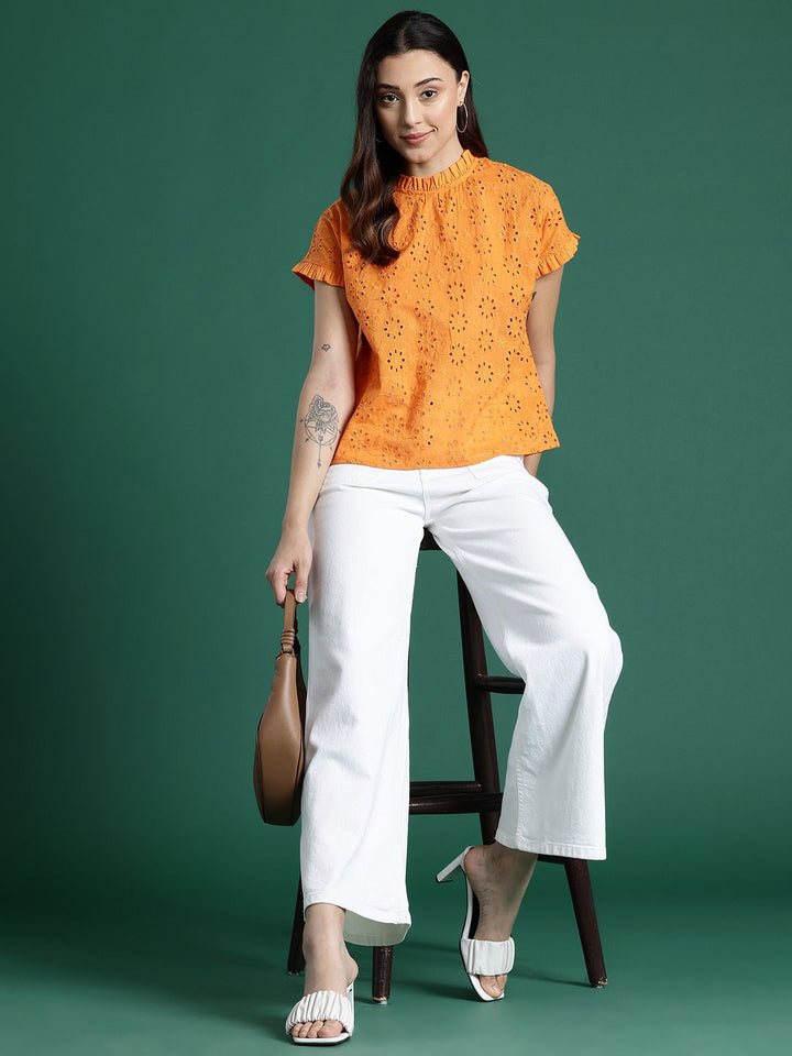 DressBerry Pure Cotton Extended Sleeves Schiffli Top