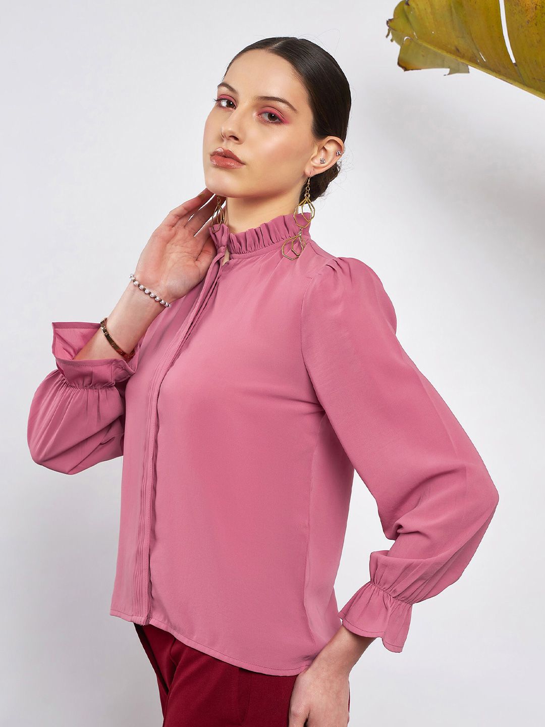 SASSAFRAS High Neck Shirt Style Top