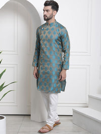 SOJANYA Woven Design Mandarin Collar Angrakha Kurta with Churidar