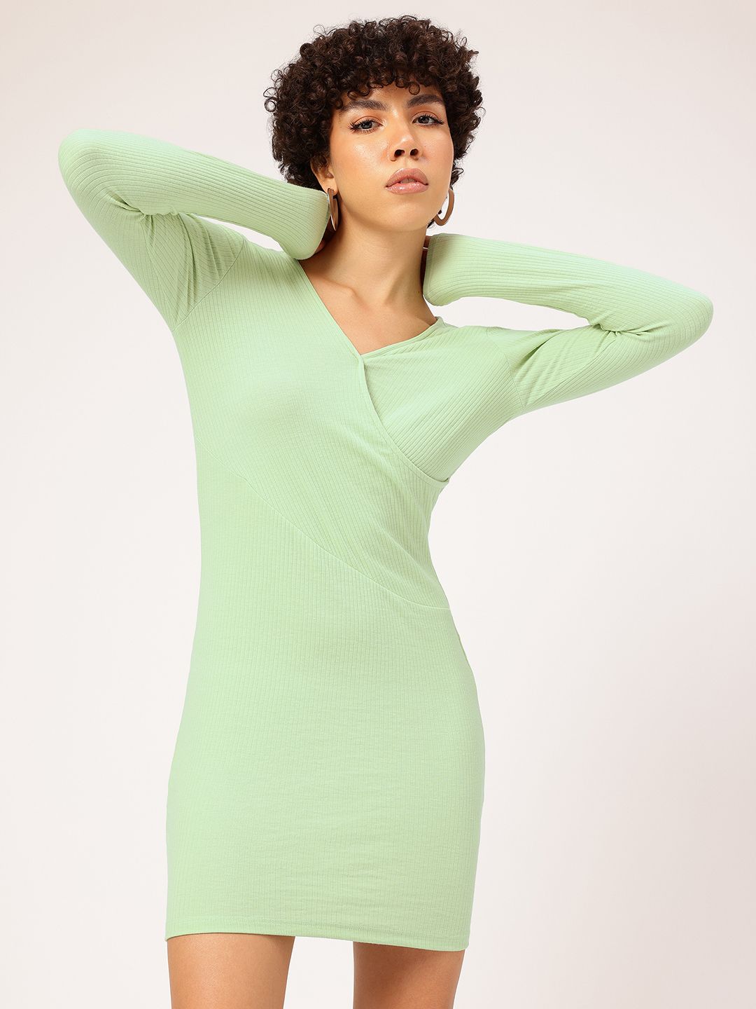 DressBerry Knitted Knockout Twist & Turn Wrap Style Mini Dress
