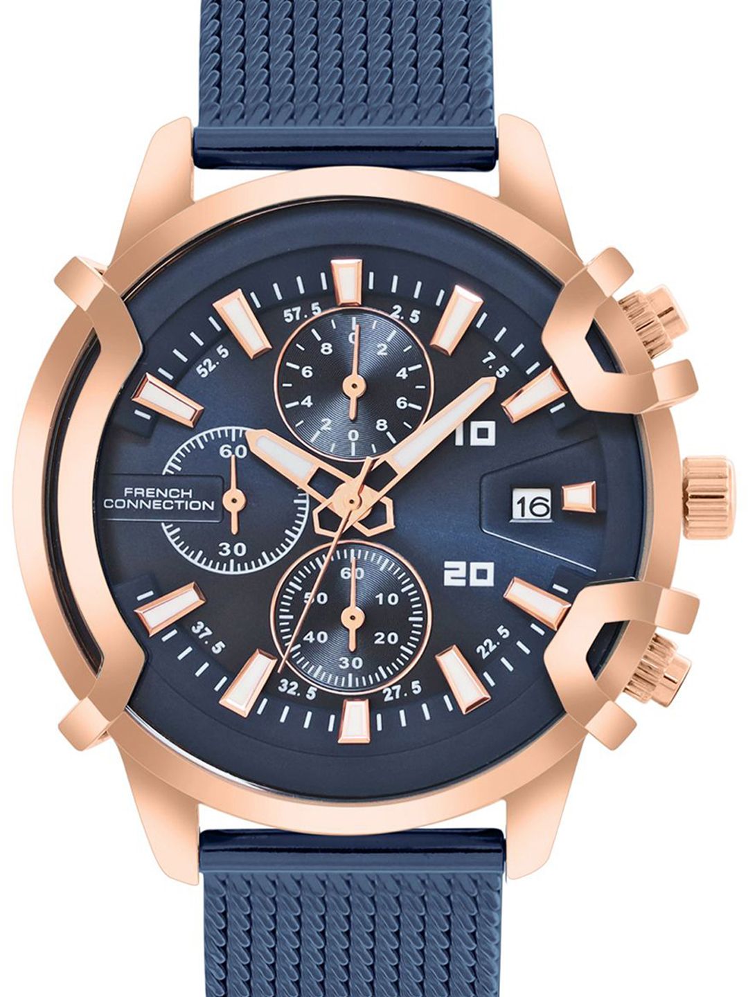 French Connection Men Stainless Steel Bracelet Straps Chronograph Watch FCH003UM