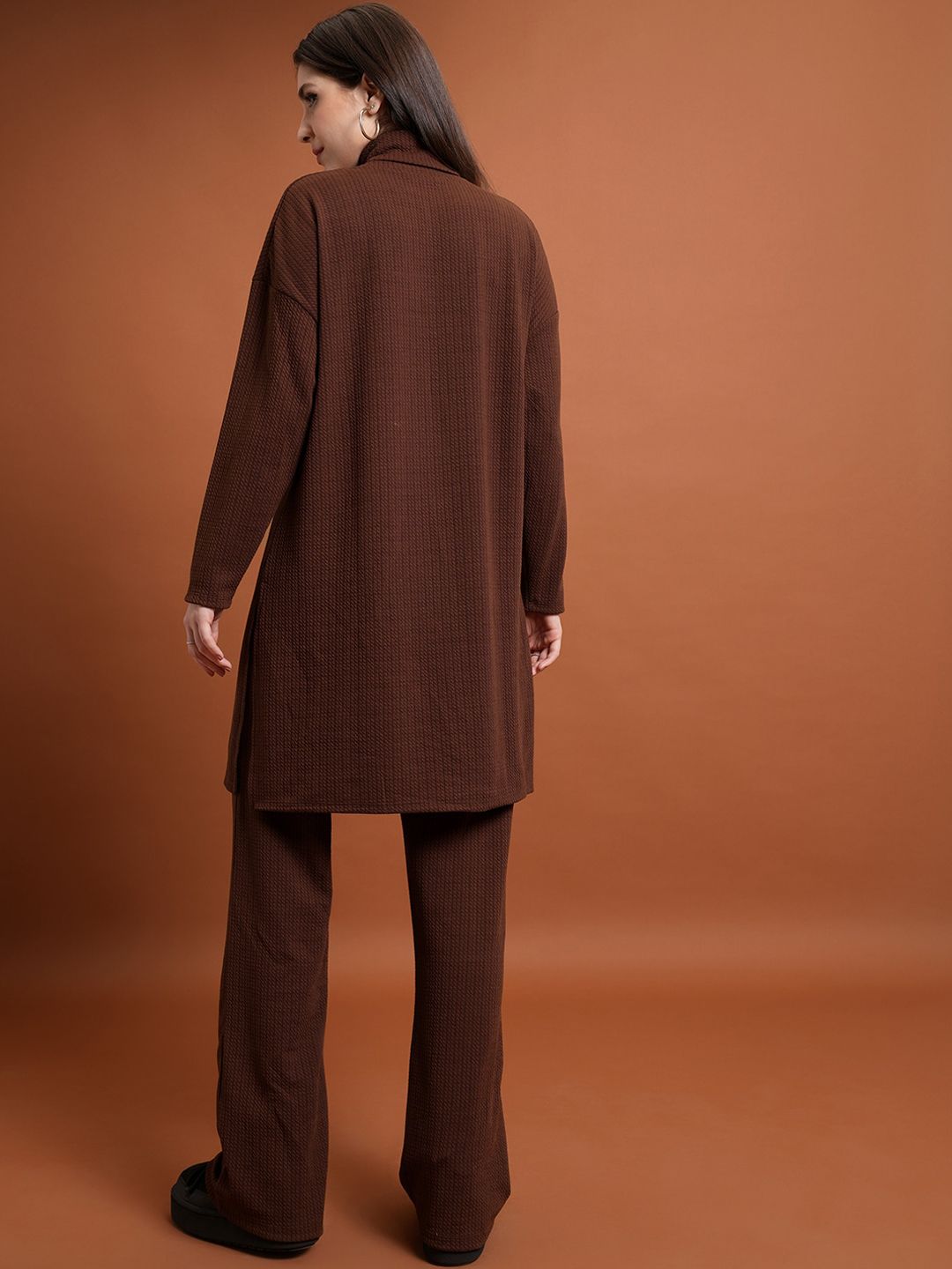 Tokyo Talkies Turtle Neck Longline Sweater With Trousers