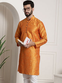 SOJANYA Men Orange & Brown Ethnic Motifs Printed Kurta