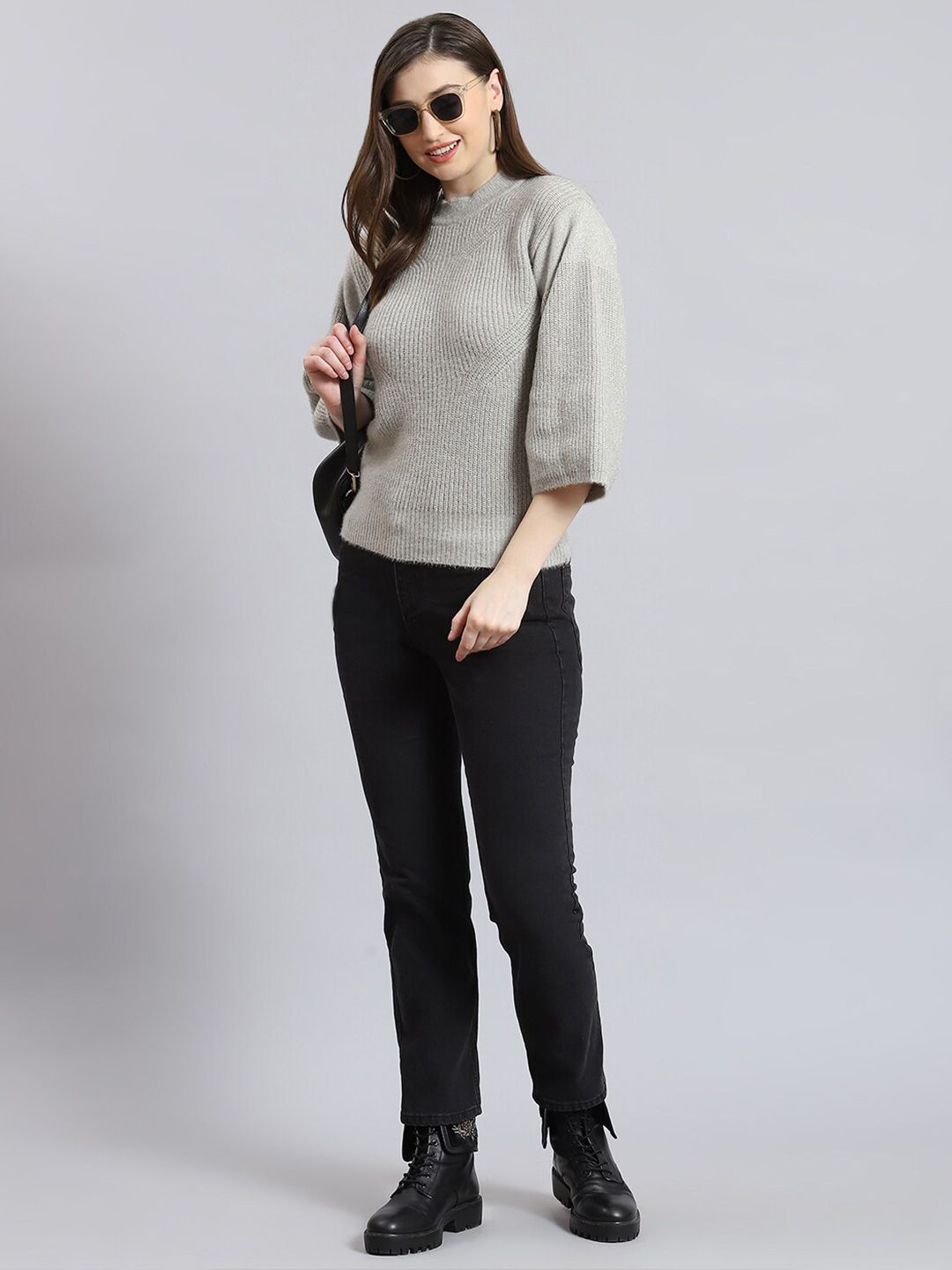 Monte Carlo Cable Knit Self Design Pullover Sweater