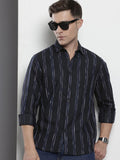 The Indian Garage Co Men Purple Slim Fit Striped Dobby Casual Shirt