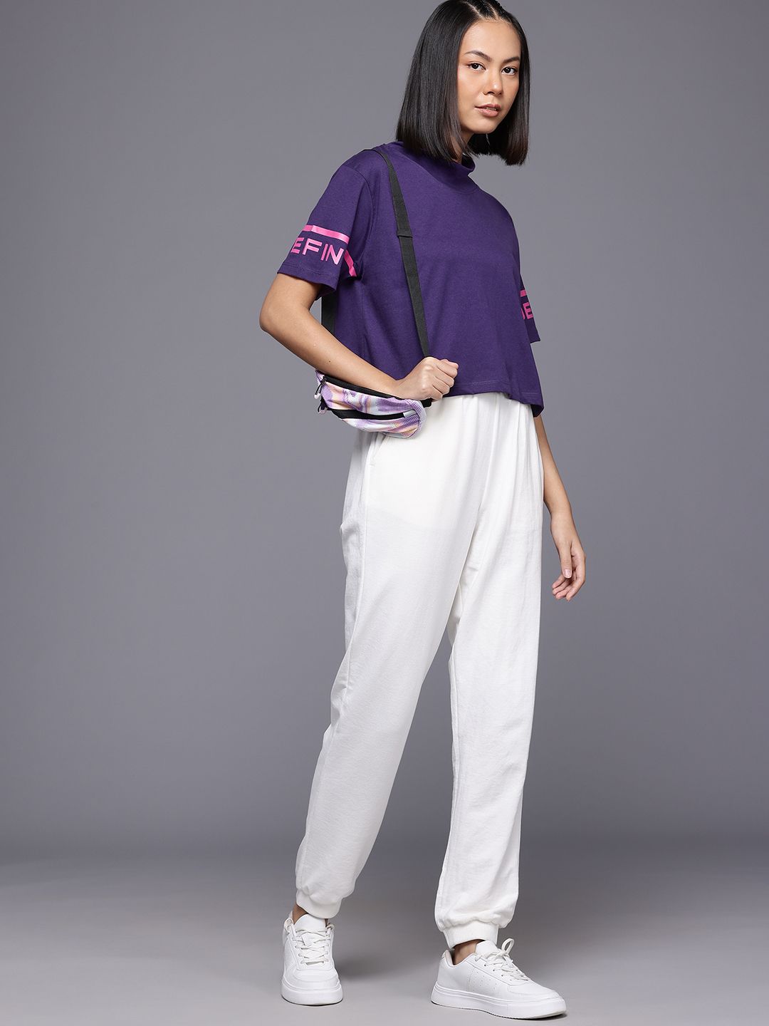 HRX by Hrithik Roshan High Neck Drop-Shoulder Sleeves T-Shirt