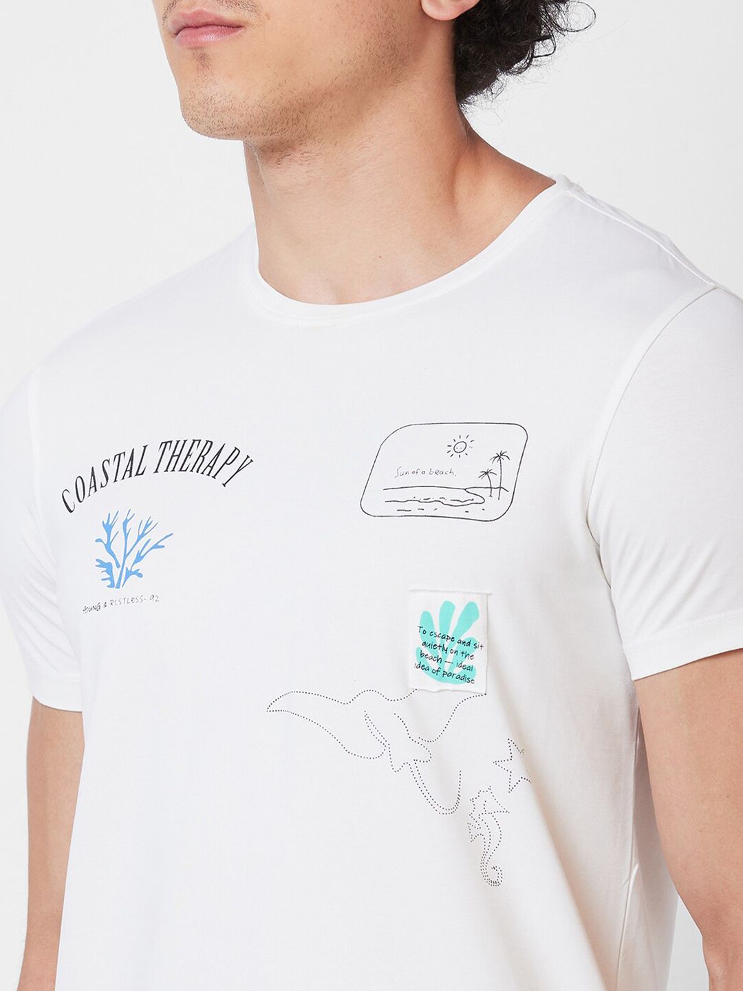 SPYKAR Typography Cotton Slim Fit T-shirt