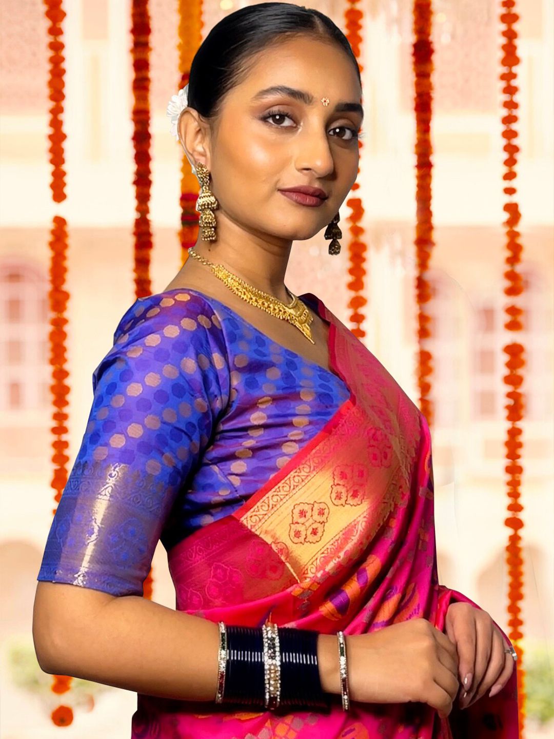 KALINI Ethnic Motifs Woven Design Zari Kanjeevaram Saree