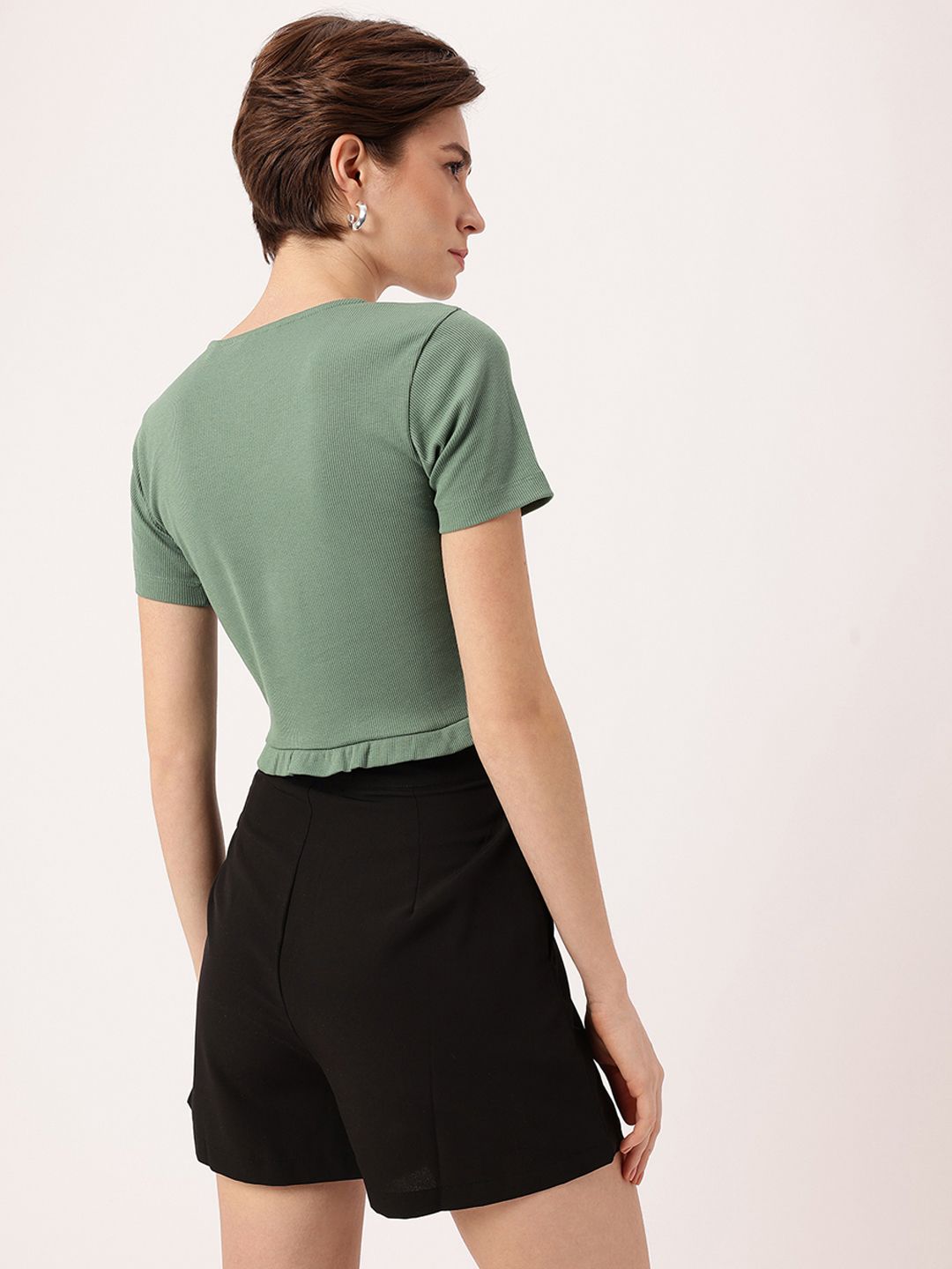DressBerry Ruched Revival Knitted Fitted Crop Top