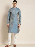SOJANYA Floral Woven Design Kolar Mandarin Silk Jacquard Kurta With Churidar