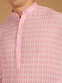 SOJANYA Kolar Mandarin Sulam Bunga Kurta Pure Cotton