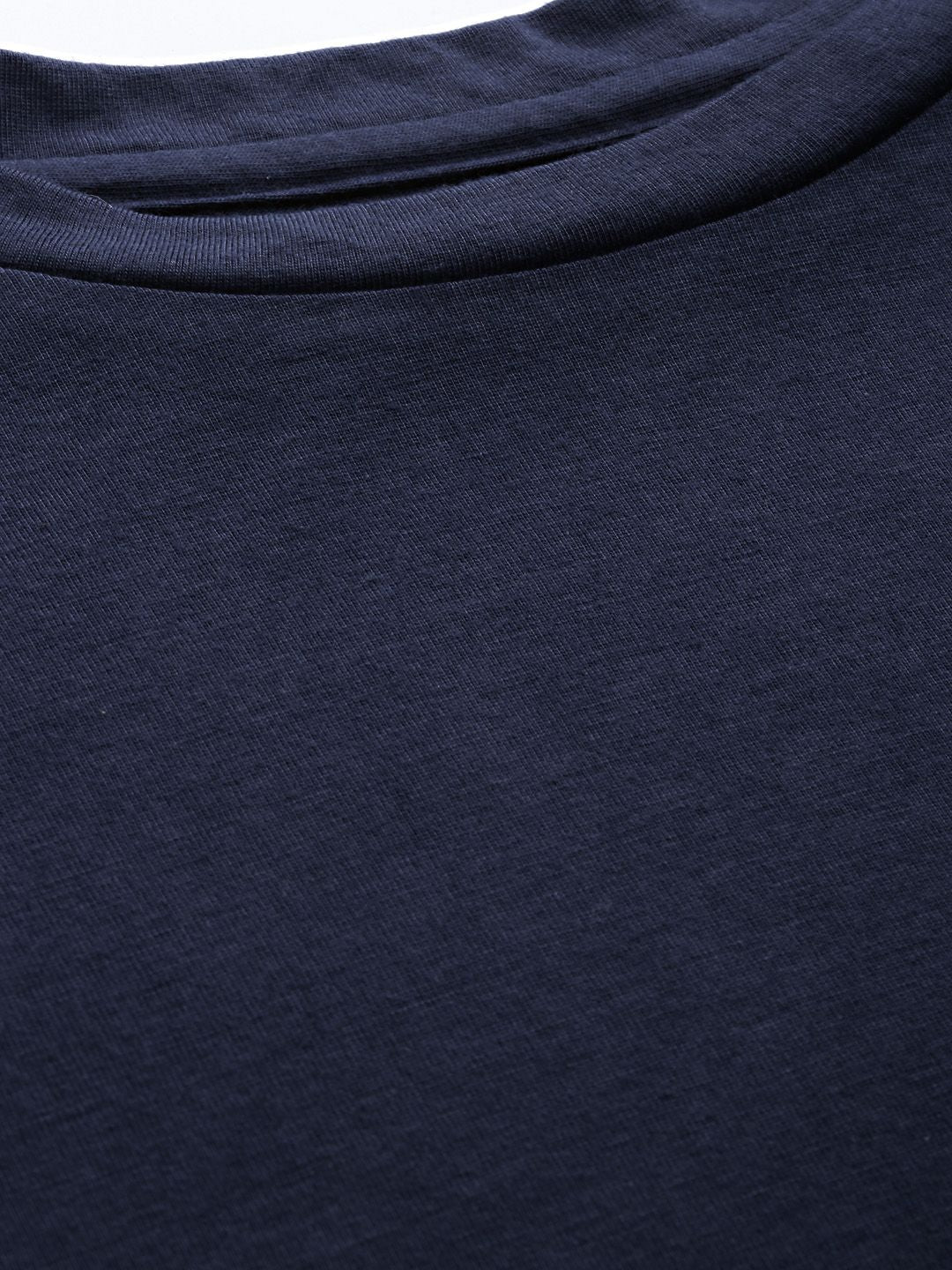 DressBerry Women Navy Blue Solid Round Neck T-shirt
