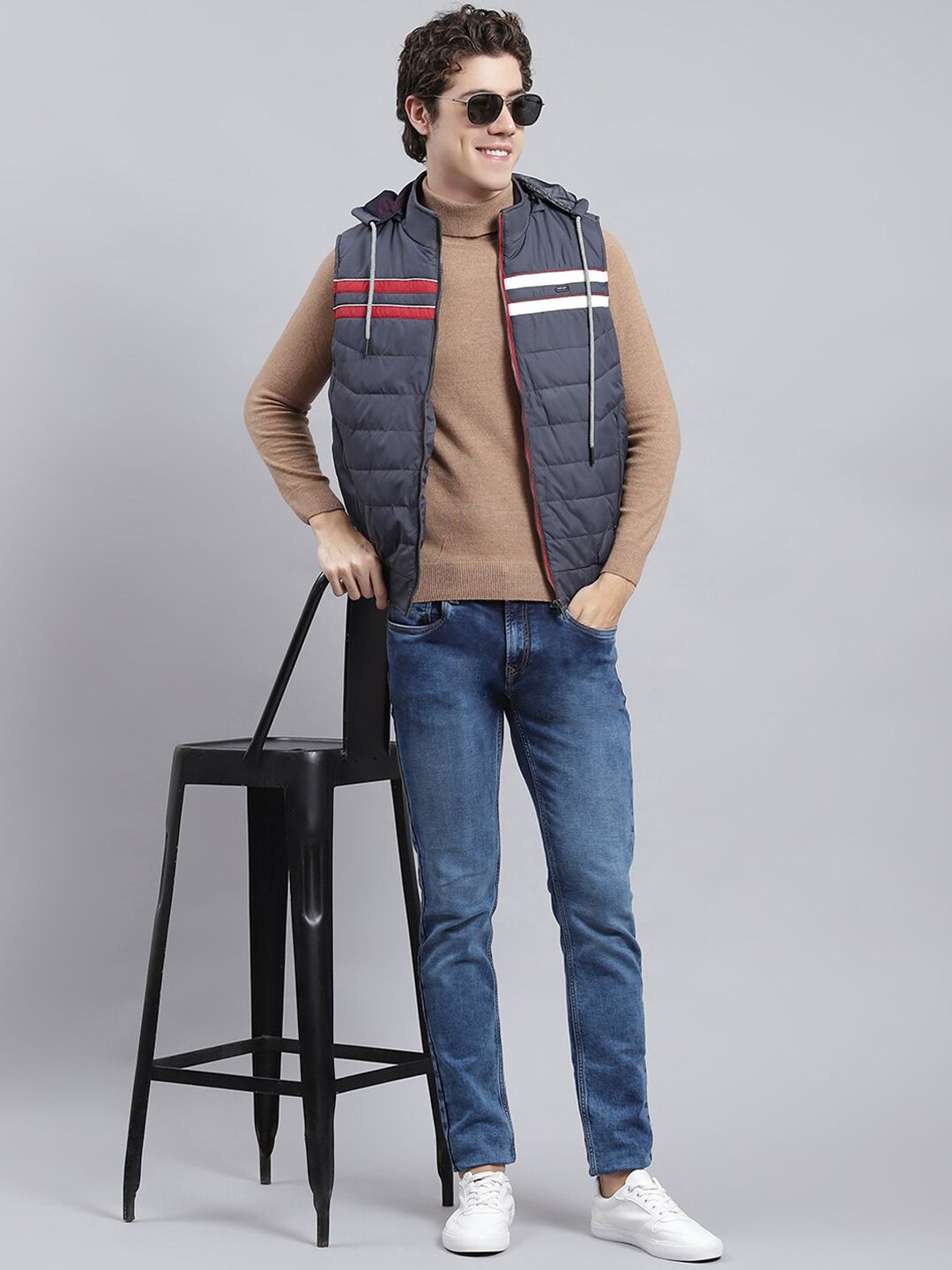 Monte Carlo Striped Lightweight Puffer Jacket