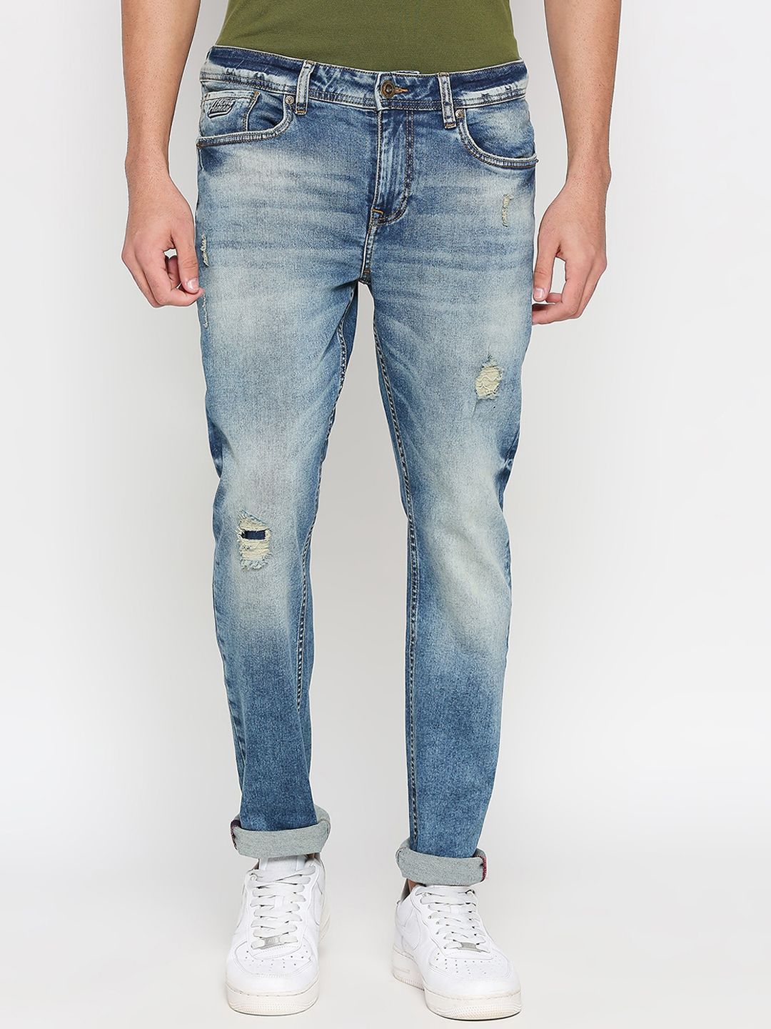 Being Human Men Slim Fit Mildly Distressed Mid-Rise Heavy Fade Jeans