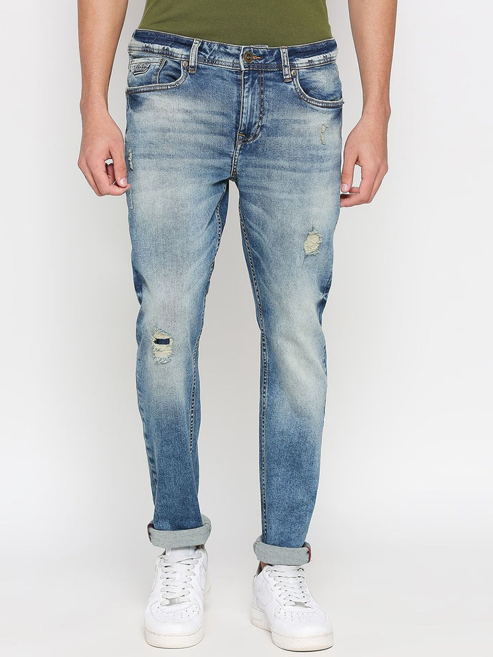 Being Human Men Slim Fit Mildly Distressed Mid-Rise Heavy Fade Jeans