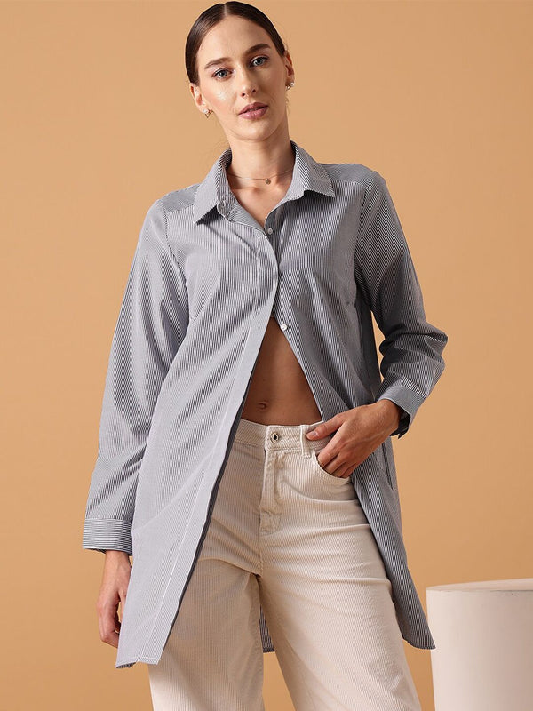 STREET 9 Comfort Striped Oversized Fit Pure Cotton Casual Shirt
