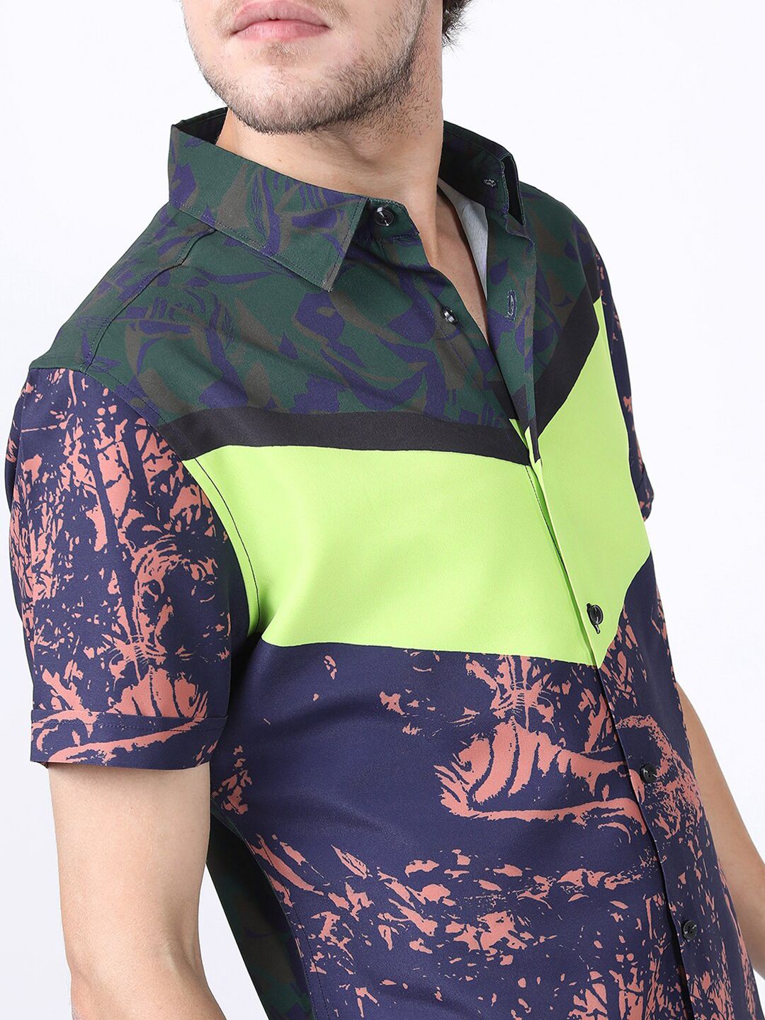 HIGHLANDER Men Navy Blue Slim Fit Printed Casual Shirt