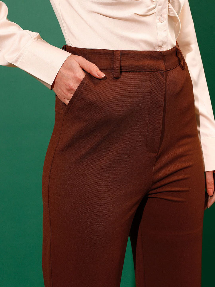 STREET 9 Women Mid-Rise Flat-Front Plain Loose Fit Trousers