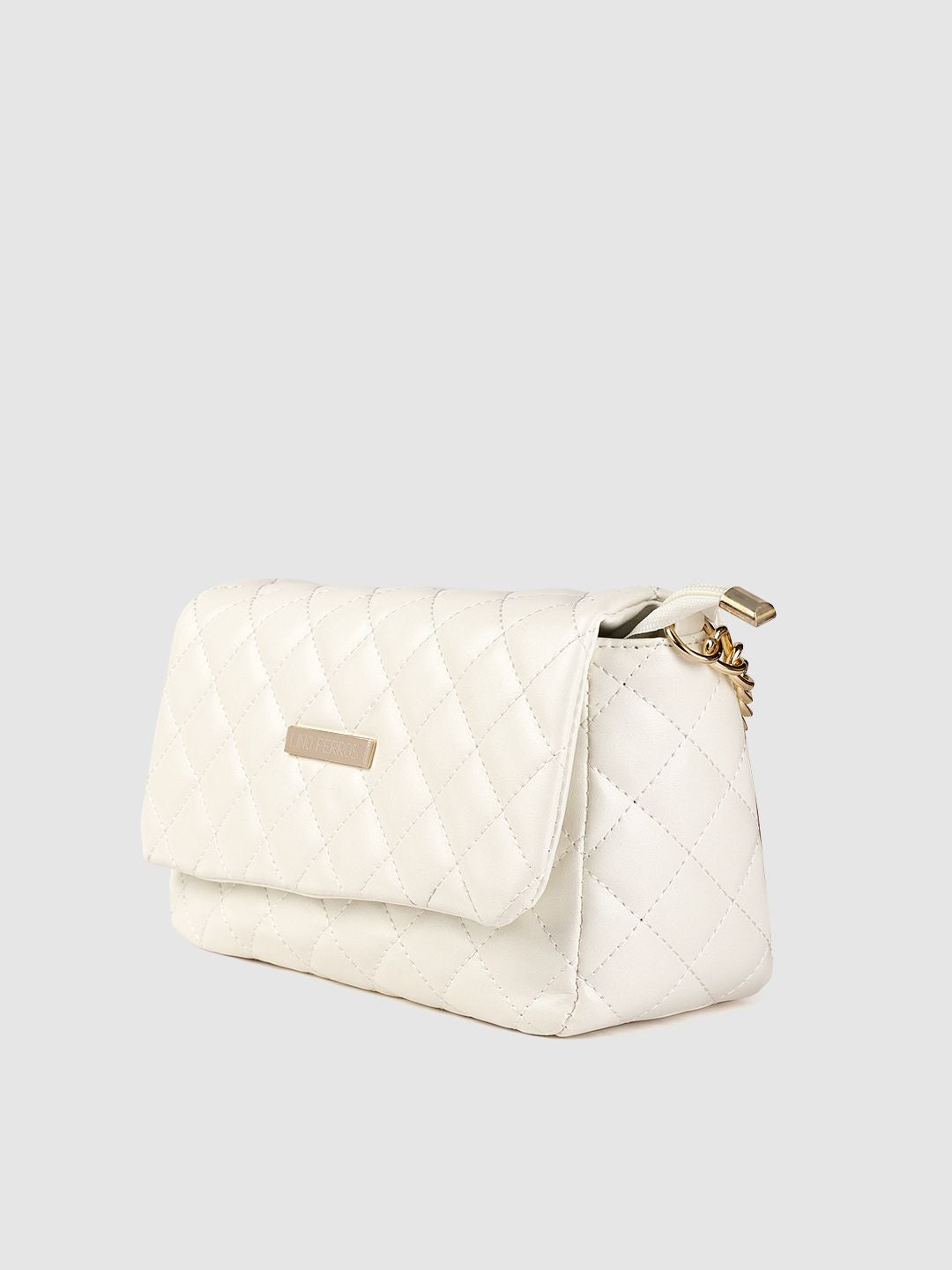Lino Perros Women White Quilted Structured Sling Bag