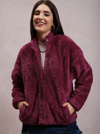 Tokyo Talkies Maroon Oversized Tailored Jacket