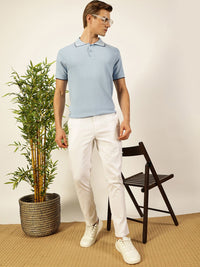 Thomas Scott Men Self Design Regular Fit Knitted Polo T-shirt
